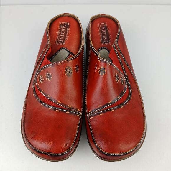 L'Artiste by Spring Step SZ 40/9 Chino Clogs Red NEW - Picture 7 of 9